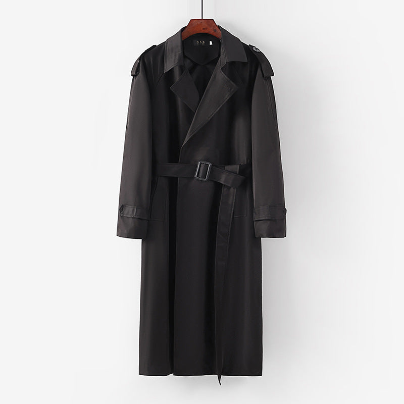 Unisex Longer minimalist trench coat with belt and shoulder epaulets Chichicherry