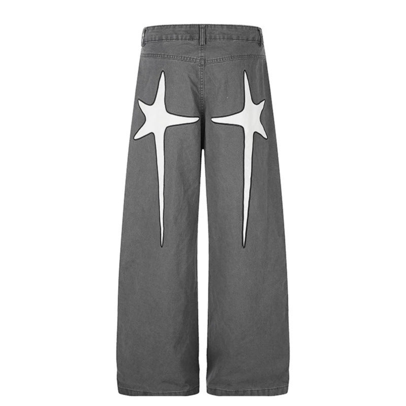 Women's Highwaist Culotte Jeans with wide leg, high waist and subtle star application Chichicherry