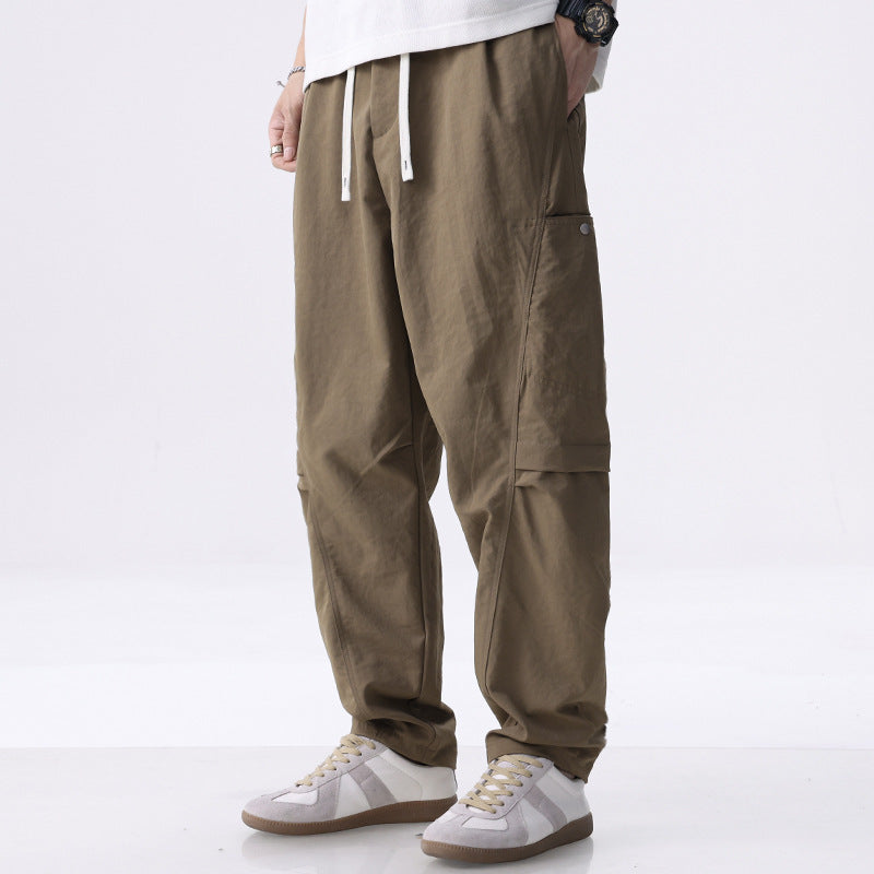 Men's cargo joggers with drawstring, elastic hem, and side utility pockets Chichicherry