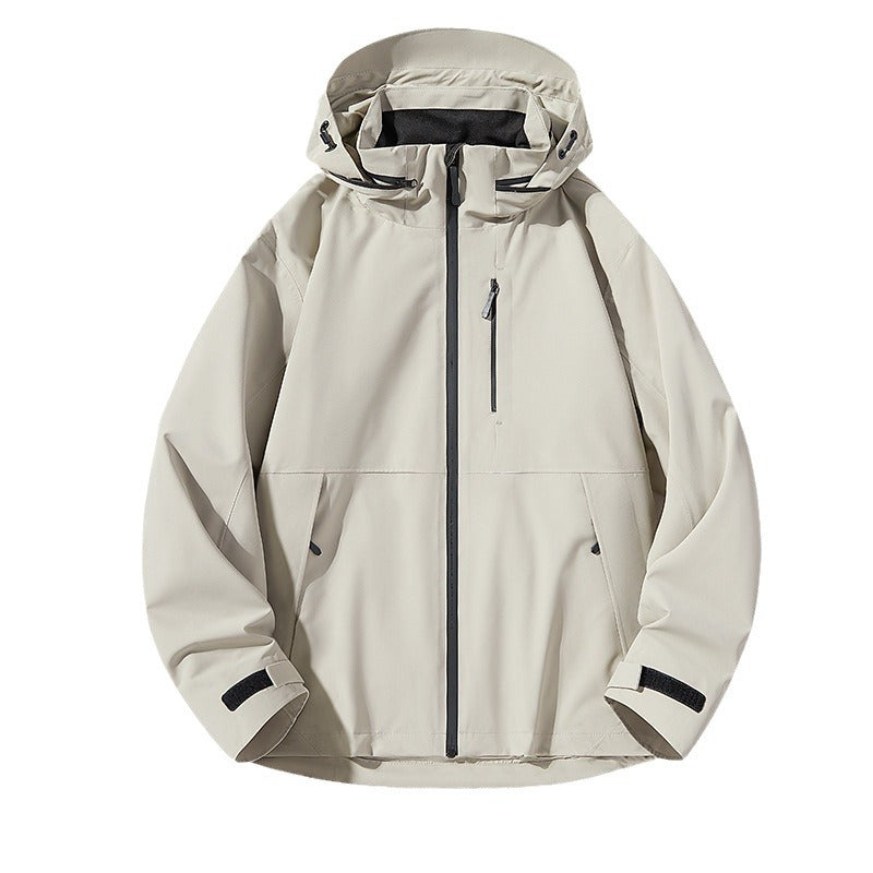 Men's Two-Layer Waterproof Outdoor Jacket with Hood, Welded Zippers and Contrast Panels Chichicherry