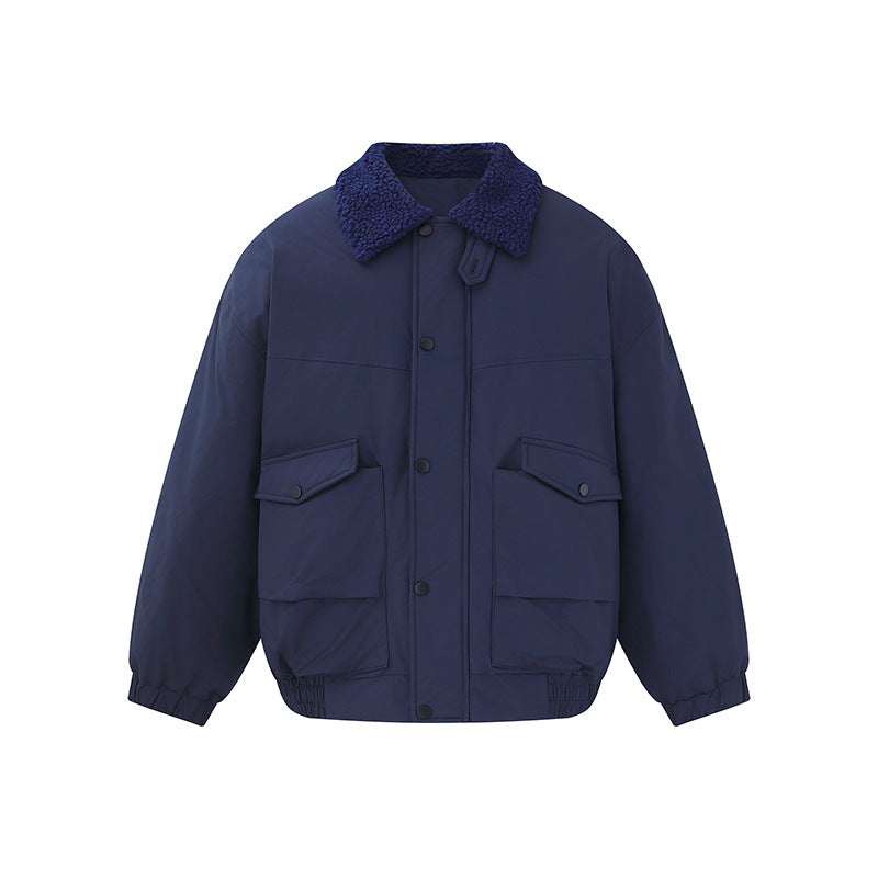 Men's Windproof Boxy Bomber in Workwear Style with Teddy Collar Chichicherry