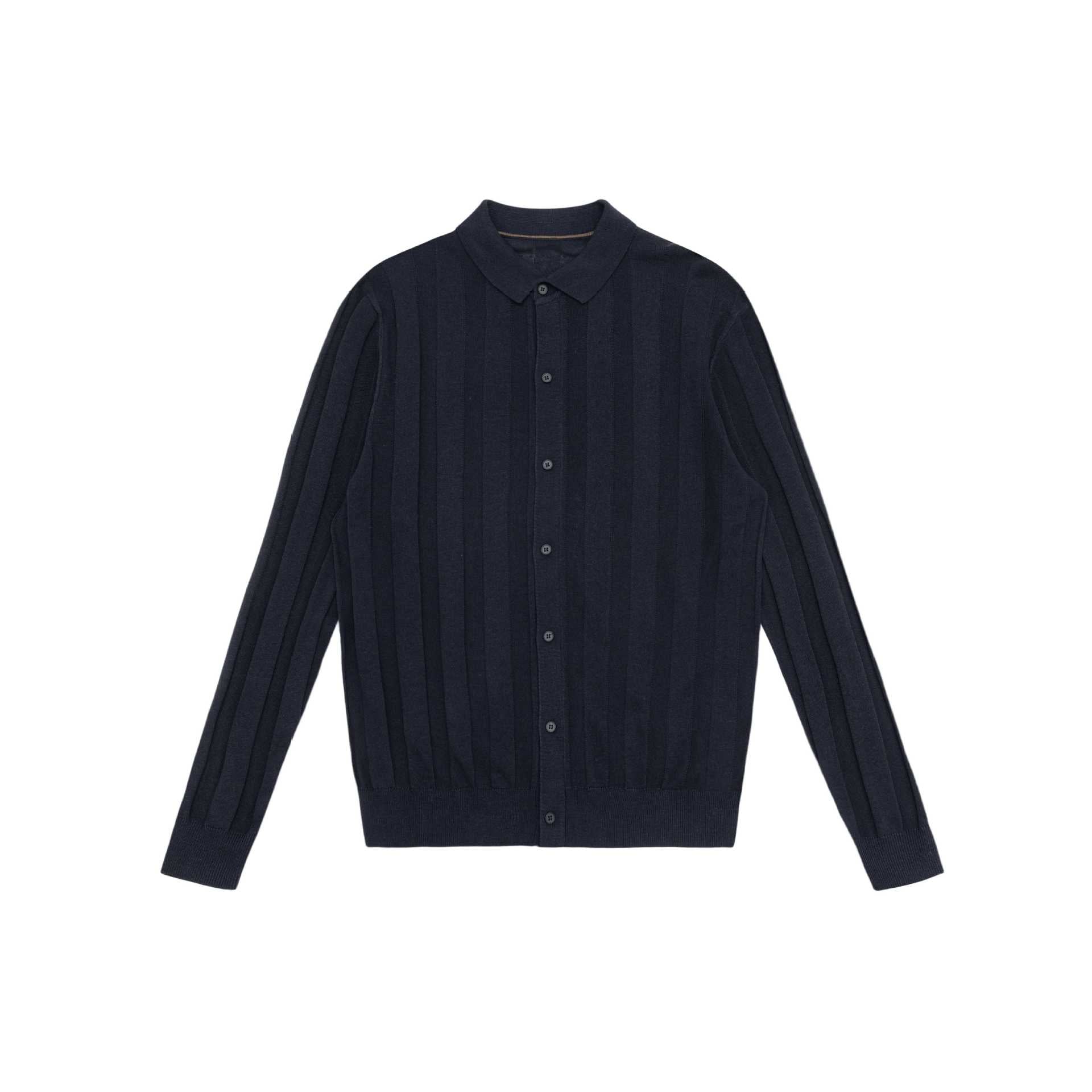 Unisex fine-structured knitted shirt jacket with polo collar and vertical ribbed structure Chichicherry