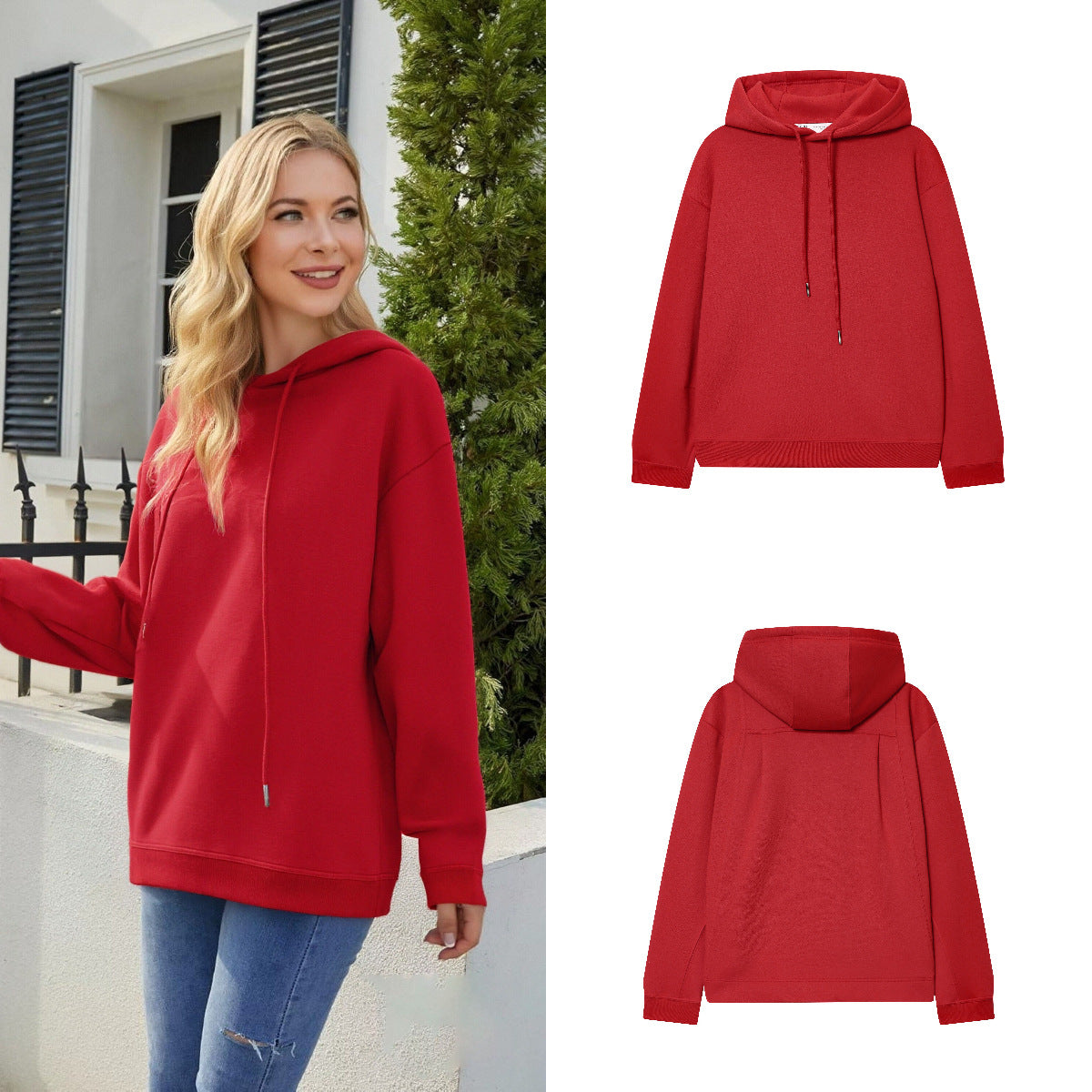 Women Oversize Hoodie made of heavy cotton blend with kangaroo pocket and drawstring Chichicherry