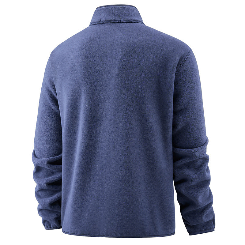 Men's fleece pullover with stand-up collar and button placket for warming mid-layer Chichicherry