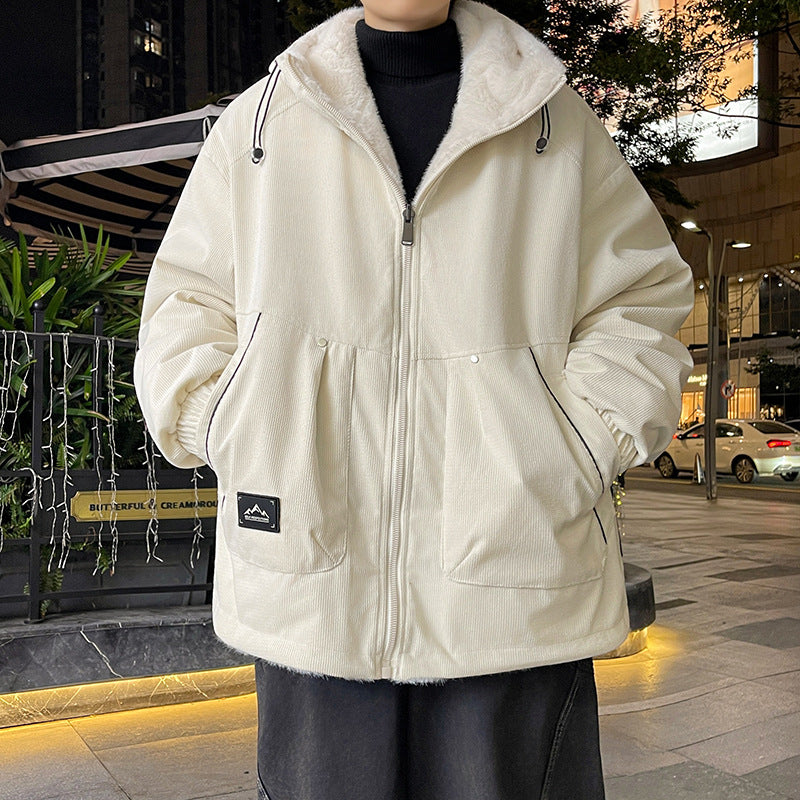 Men's Oversized Hoodie Jacket with Teddy Lining, Two-Way Zipper and Utility Pockets Chichicherry