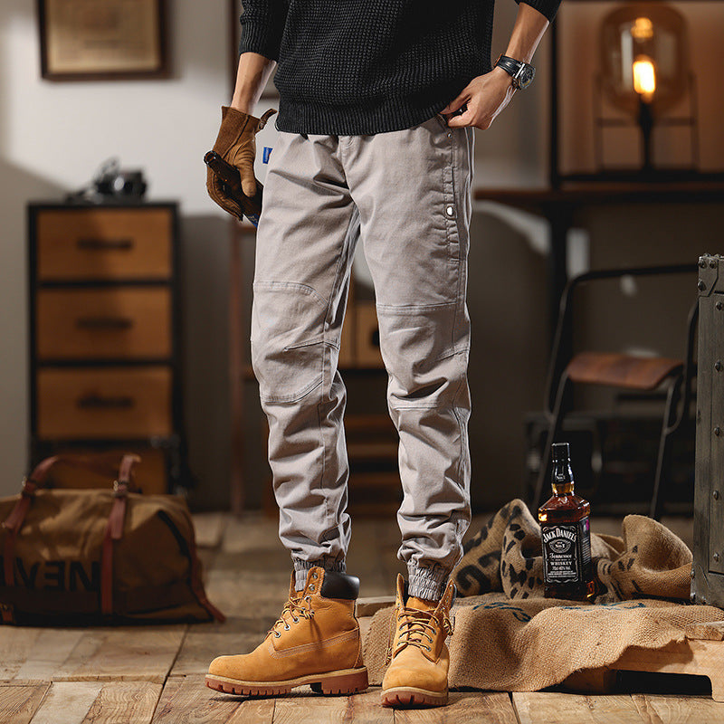 Men's Cargo Jogger Pants with Knee Inserts, Multi-Pockets and Elastic Hem Chichicherry