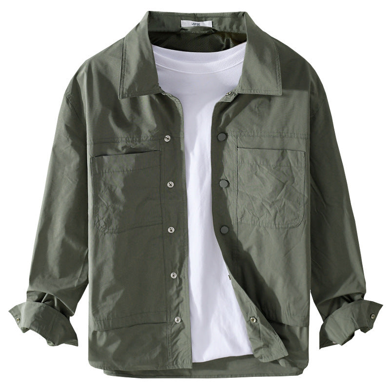 Men's Lightweight Cotton Overshirt with Kent Collar, Patch Chest Pockets and Relaxed Fit Chichicherry