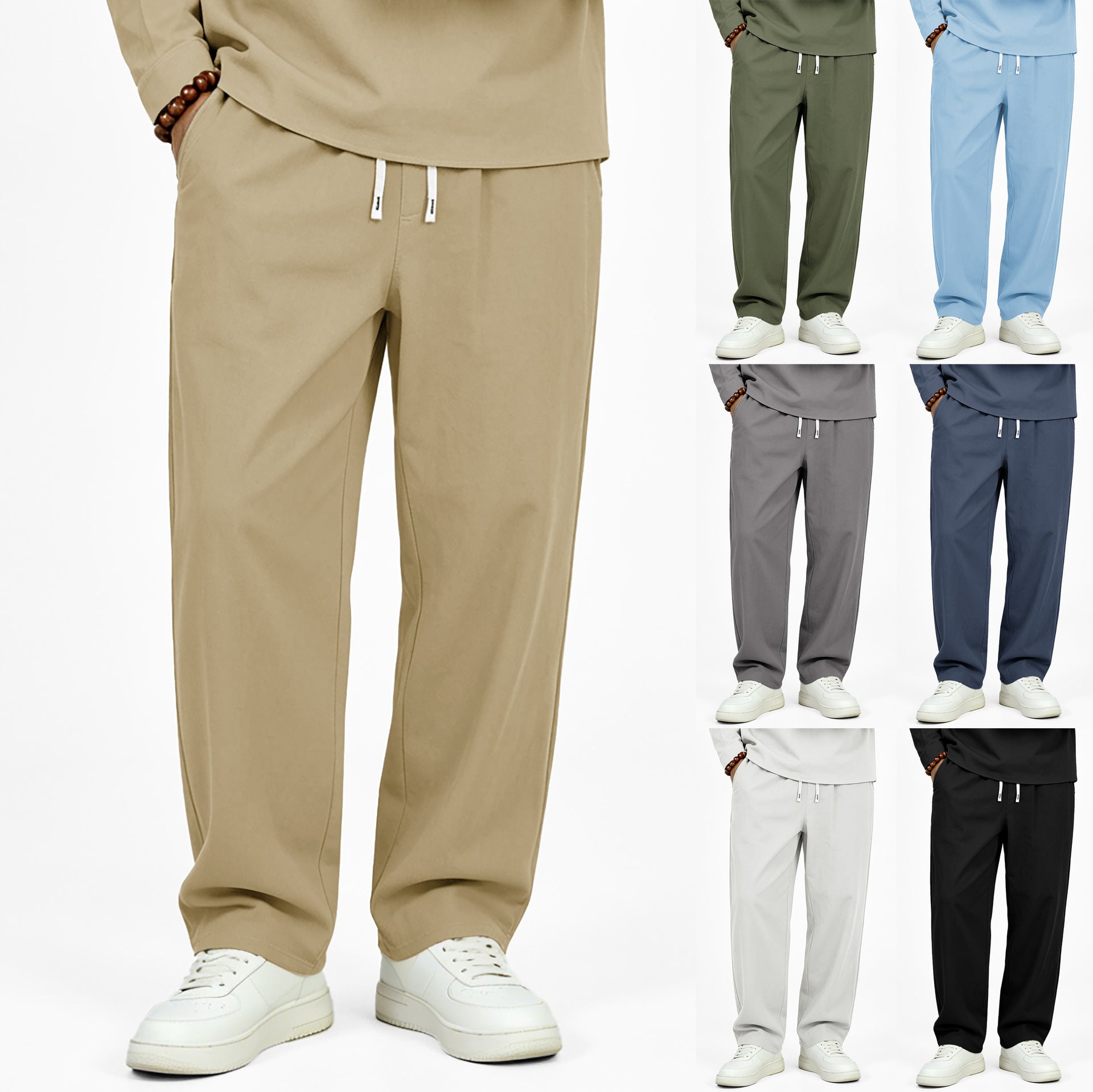 Men's Casual Jogging Pants with Drawstring and Straight Cut Chichicherry