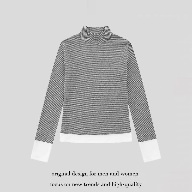 Women's turtleneck long-sleeve shirt with contrast finishes Chichicherry