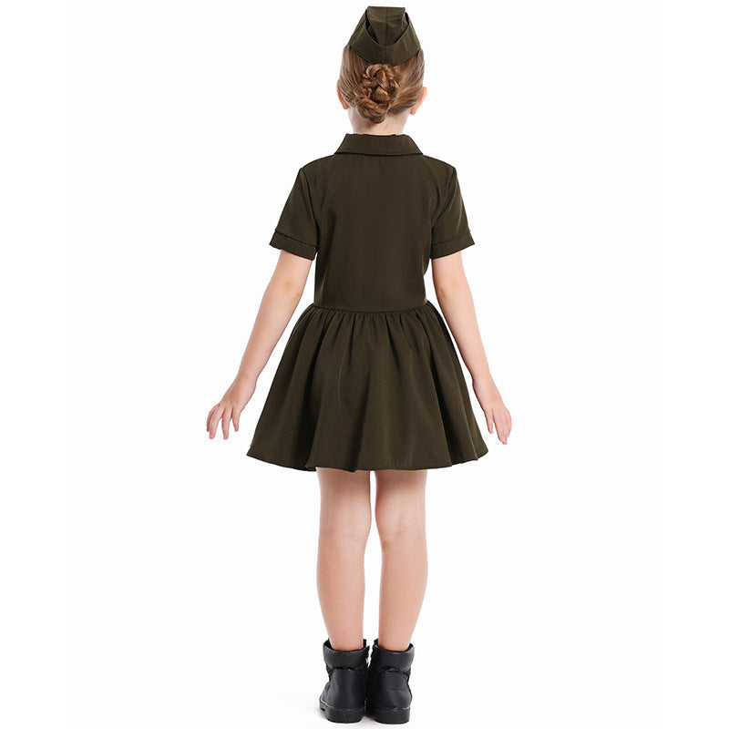Girl Police Costume Dress with Skirt and Hat Chichicherry