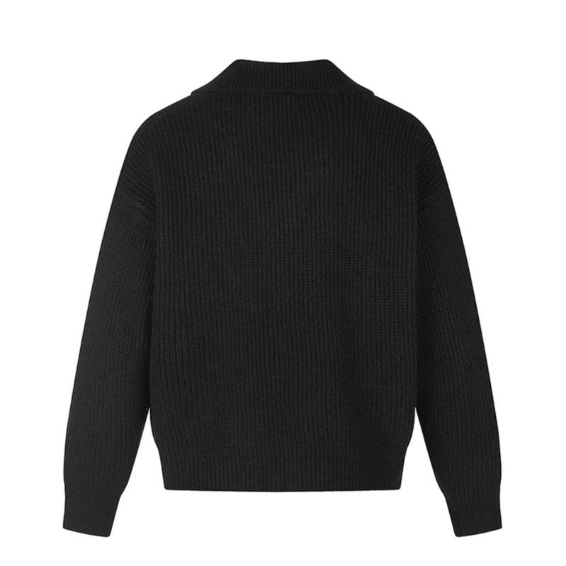 Ladies oversized cardigan with asymmetrical button placket and shirt collar Chichicherry