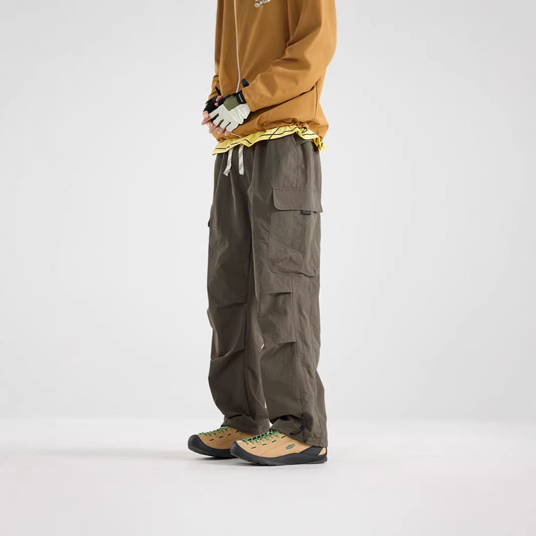 Men's Lightweight Technical Cargo Trekking Pants with Drawstring Waist and Adjustable Leg Openings Chichicherry