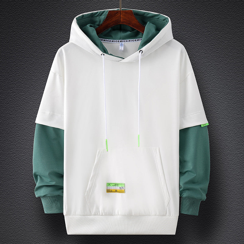 Men's hoodie in layered look with contrast sleeves, kangaroo pocket, and oversized cut Chichicherry