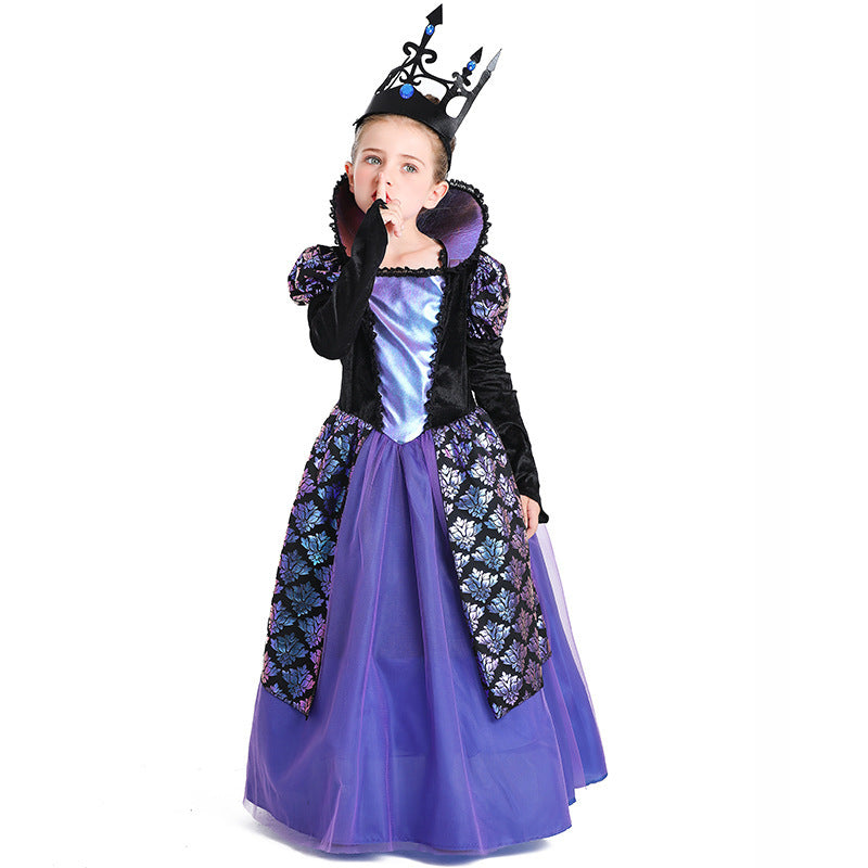 Girls Princess Costume with Shimmering Embellishments and Elegant Collar Chichicherry