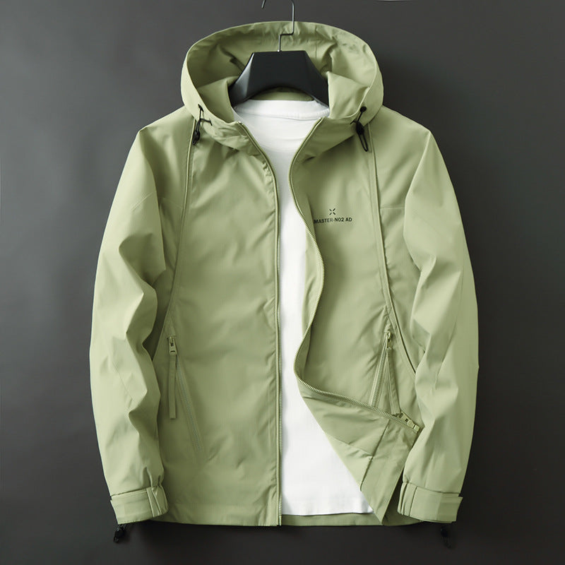 Men's Lightweight Water-Repellent Softshell Outdoor Jacket with Hood, Sealed Seams and Zipper Pockets Chichicherry