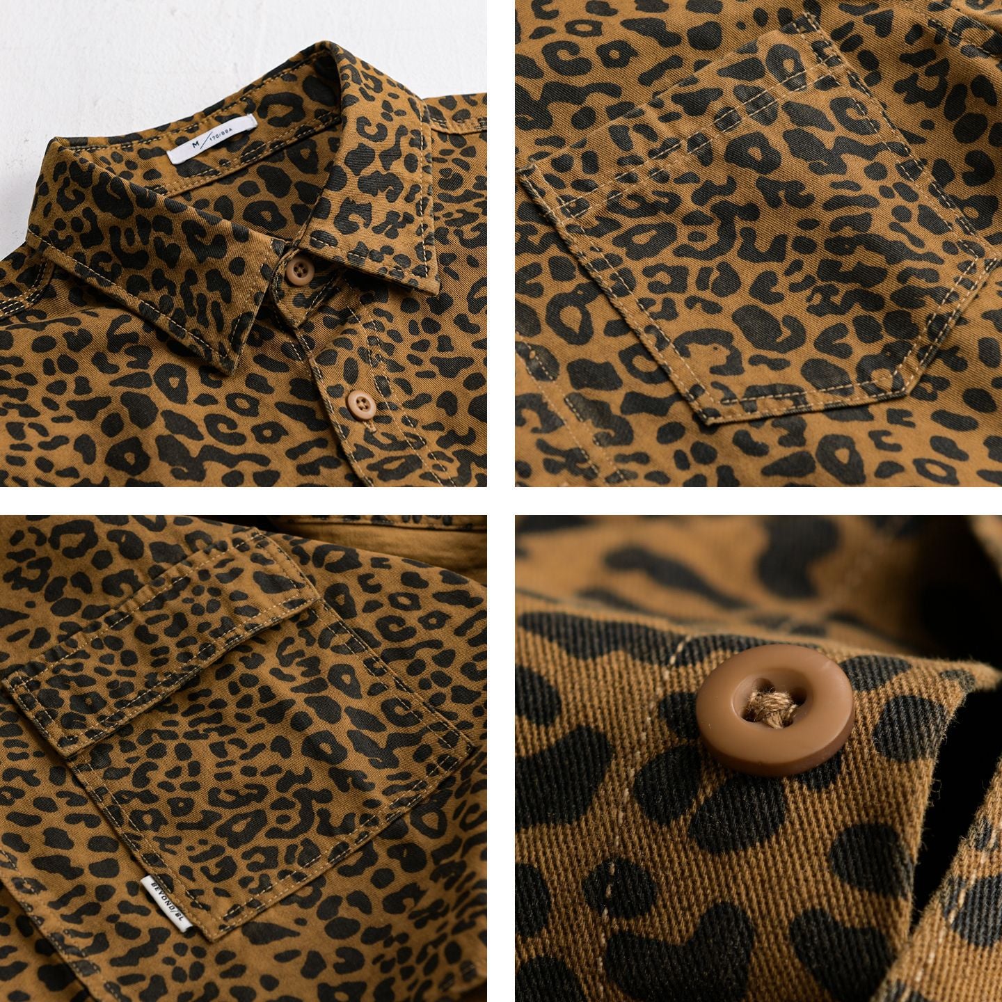 Women's Oversized Shirt Jacket in Leo Design with Patch Pockets Chichicherry