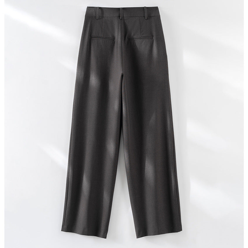 Women's High-Cut Pleated Pants with Wide Leg, Pleats and Side Pockets Chichicherry