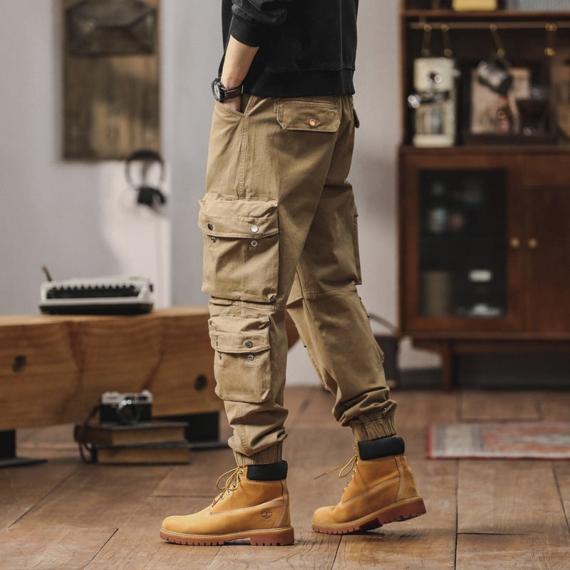 Men's cargo pants with multifunctional flap pockets and elastic hem Chichicherry