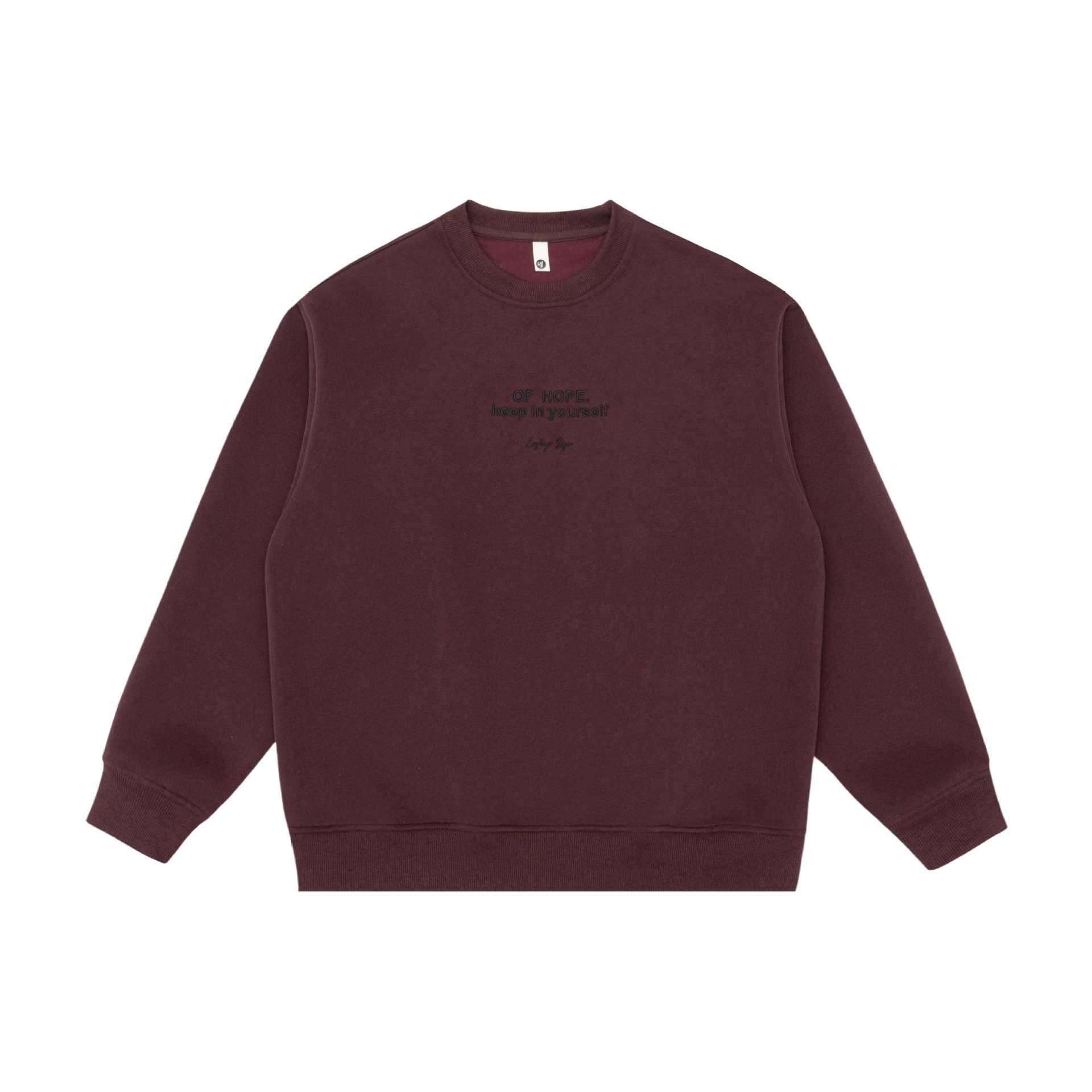 Unisex Oversize Round Neck Sweatshirt with Mini Statement Embroidery Chichicherry