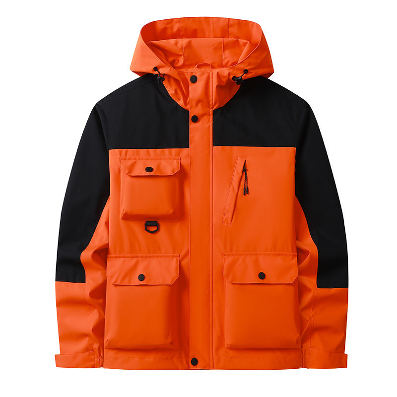 Men's Technical Utility Field Jacket with Hood, Multiple Pockets and Wind-Resistant Shell Chichicherry