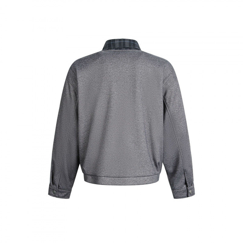 Men's short-cut utility bomber jacket with V-neck, patch pockets, and front zipper Chichicherry