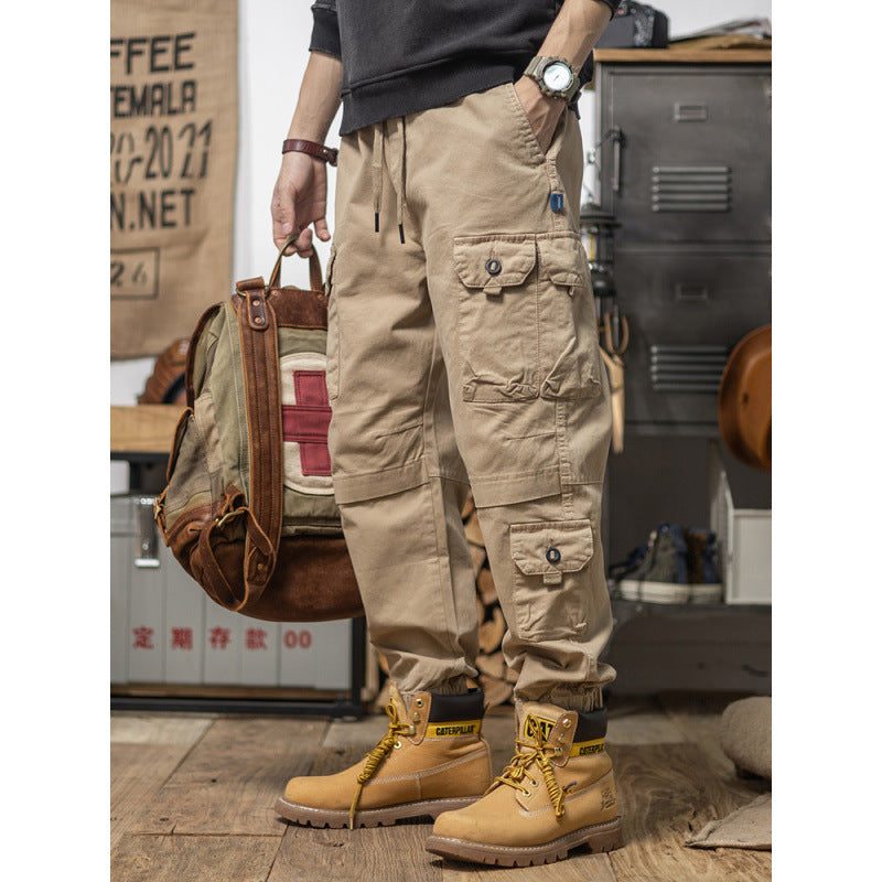 Herren Utility-Cargohose mit Kordelzug, elastischem Saum und Mehrfach-Taschen Chichicherry