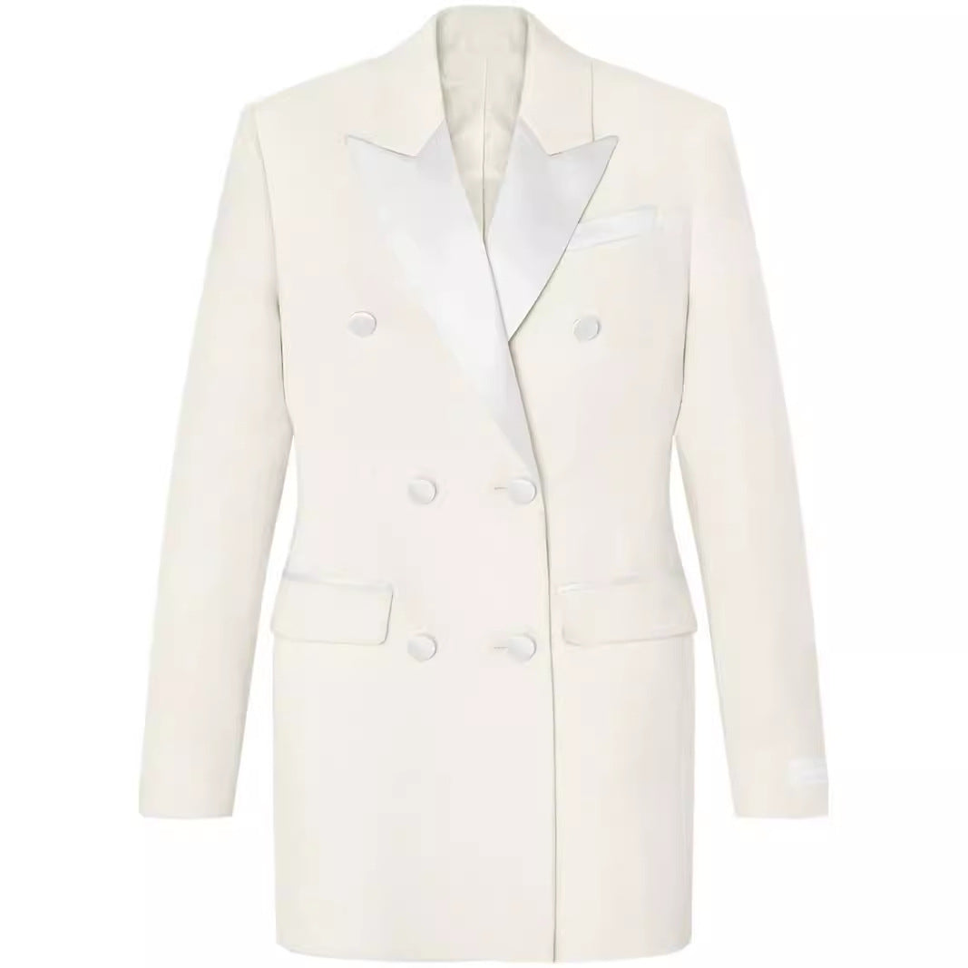 Women Short Tailored Blazer Dress in Double-Breasted Style Chichicherry