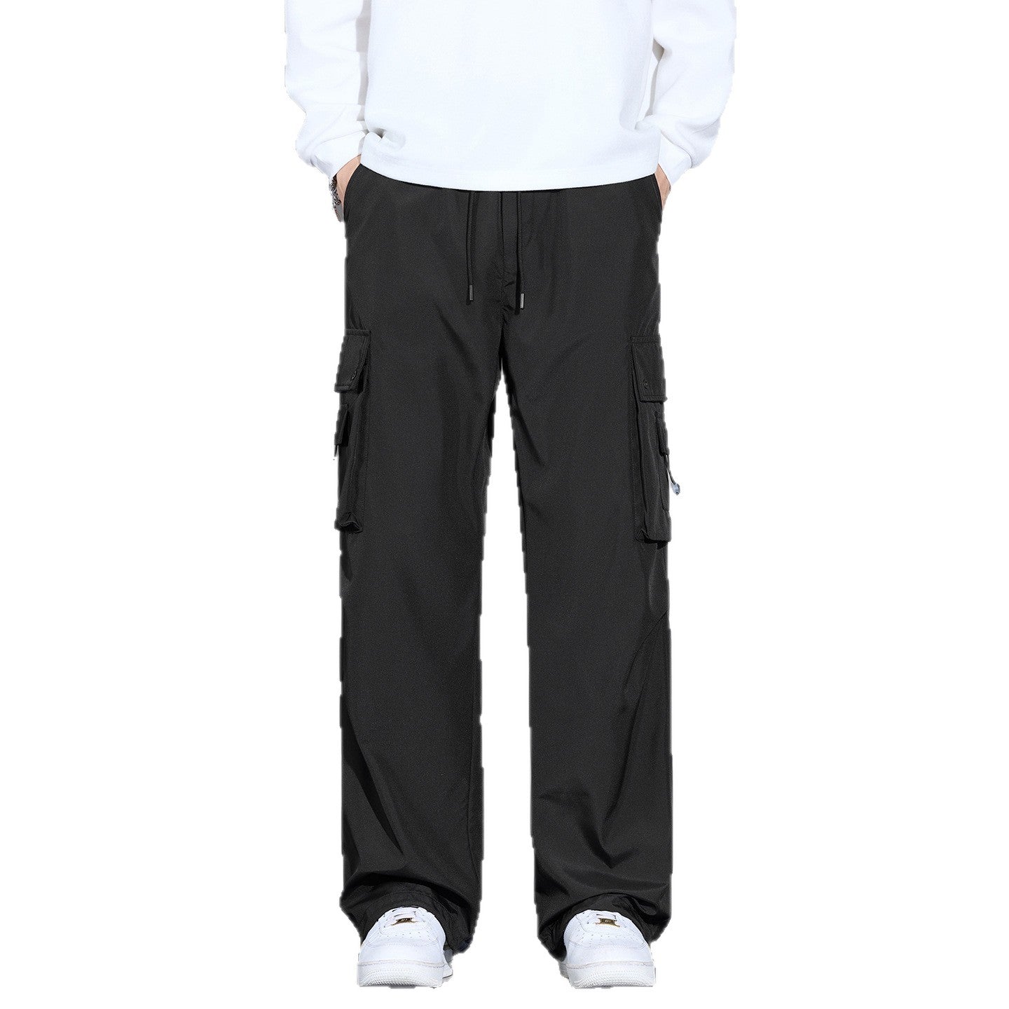 Men's Cargo Pants in Loose Fit with Multi-Pockets and Drawstring Waist Chichicherry