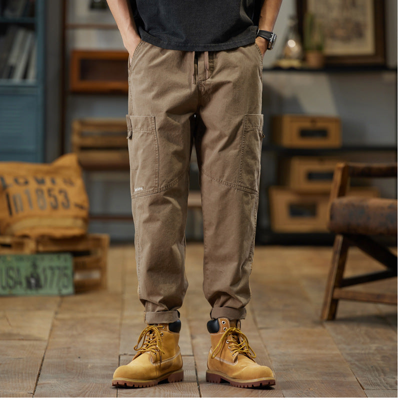 Men's cotton twill jogger pants in tapered fit with drawstring and rolled hem Chichicherry