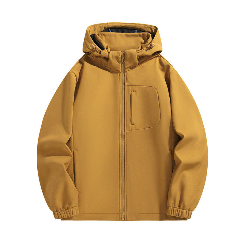 Men's Lightweight Softshell Hoodie Jacket with Water-Resistant Membrane and Chest Pocket Chichicherry