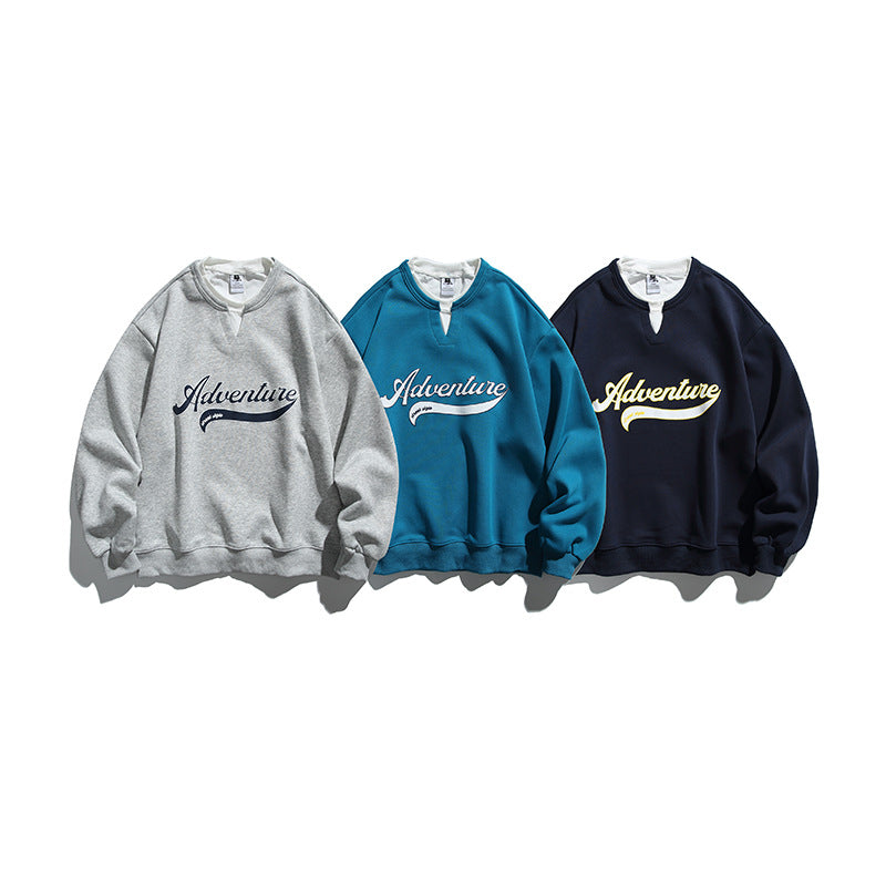 Unisex Oversize Sweatshirt with Layered Collar, Soft Fleece and Statement Print Chichicherry