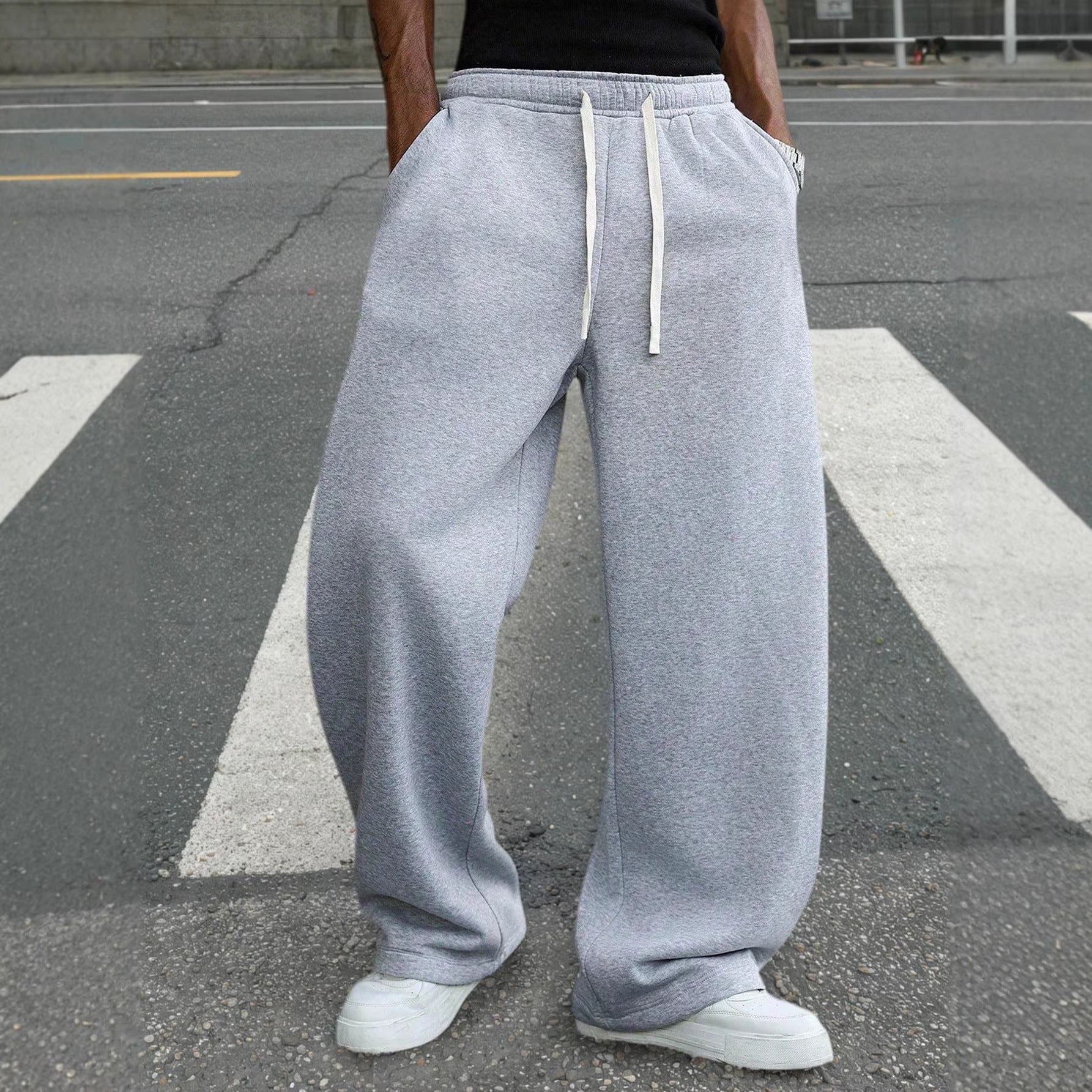Men's Baggy Joggers in Urban Utility Style with Extra Wide Leg and Visible Drawstring Chichicherry