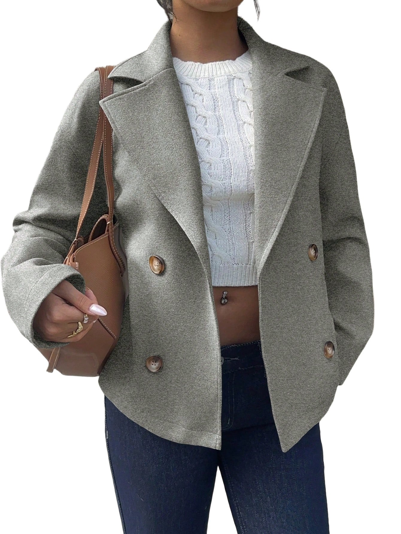 Women's short blazer in double-breasted style with wide lapels Chichicherry