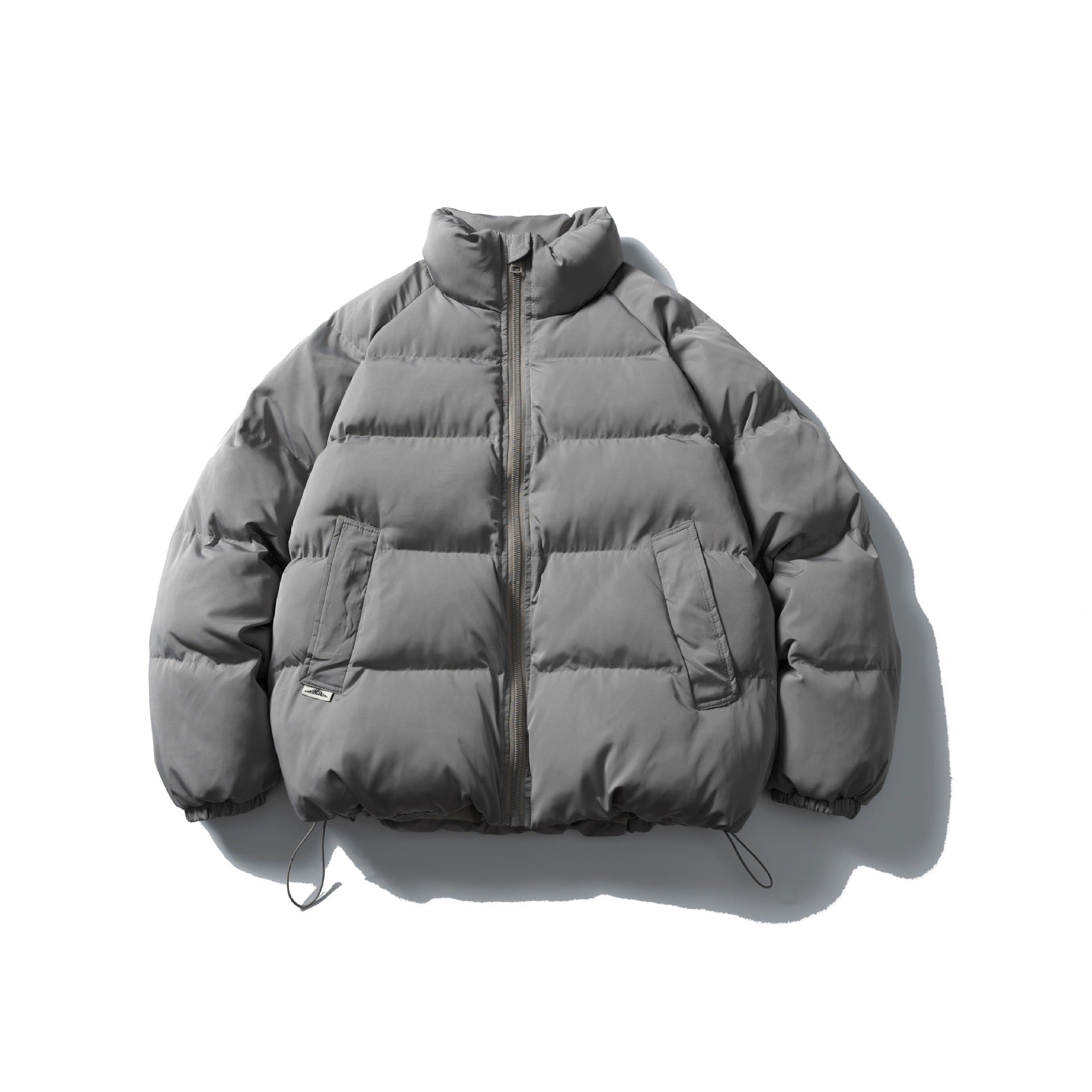 Unisex Short Cut Quilted Jacket in Boxy Cut with High Collar and Drawstring Chichicherry