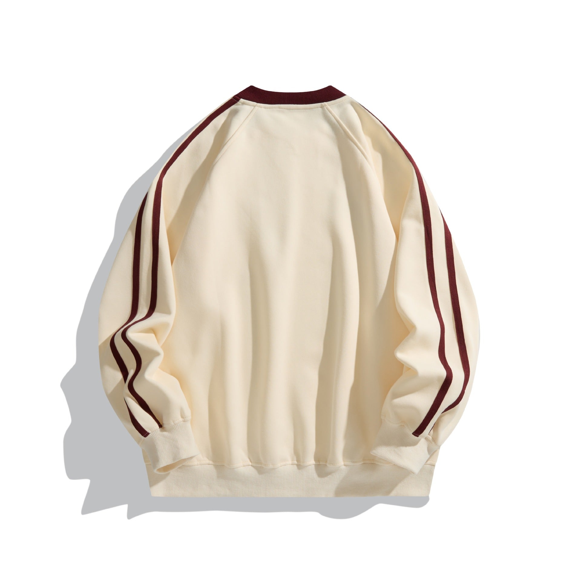 Unisex Oversize Round Neck Sweatshirt with Contrast Stripes and Large Logo Print Chichicherry