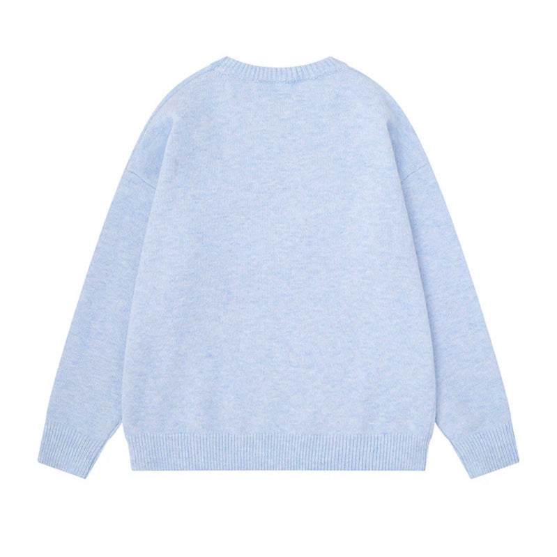 Women's Cozy Knit Sweater with Polar Bear Applique and Integrated Striped Scarf Chichicherry