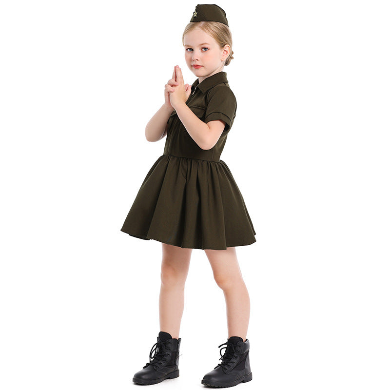 Girl Police Costume Dress with Skirt and Hat Chichicherry