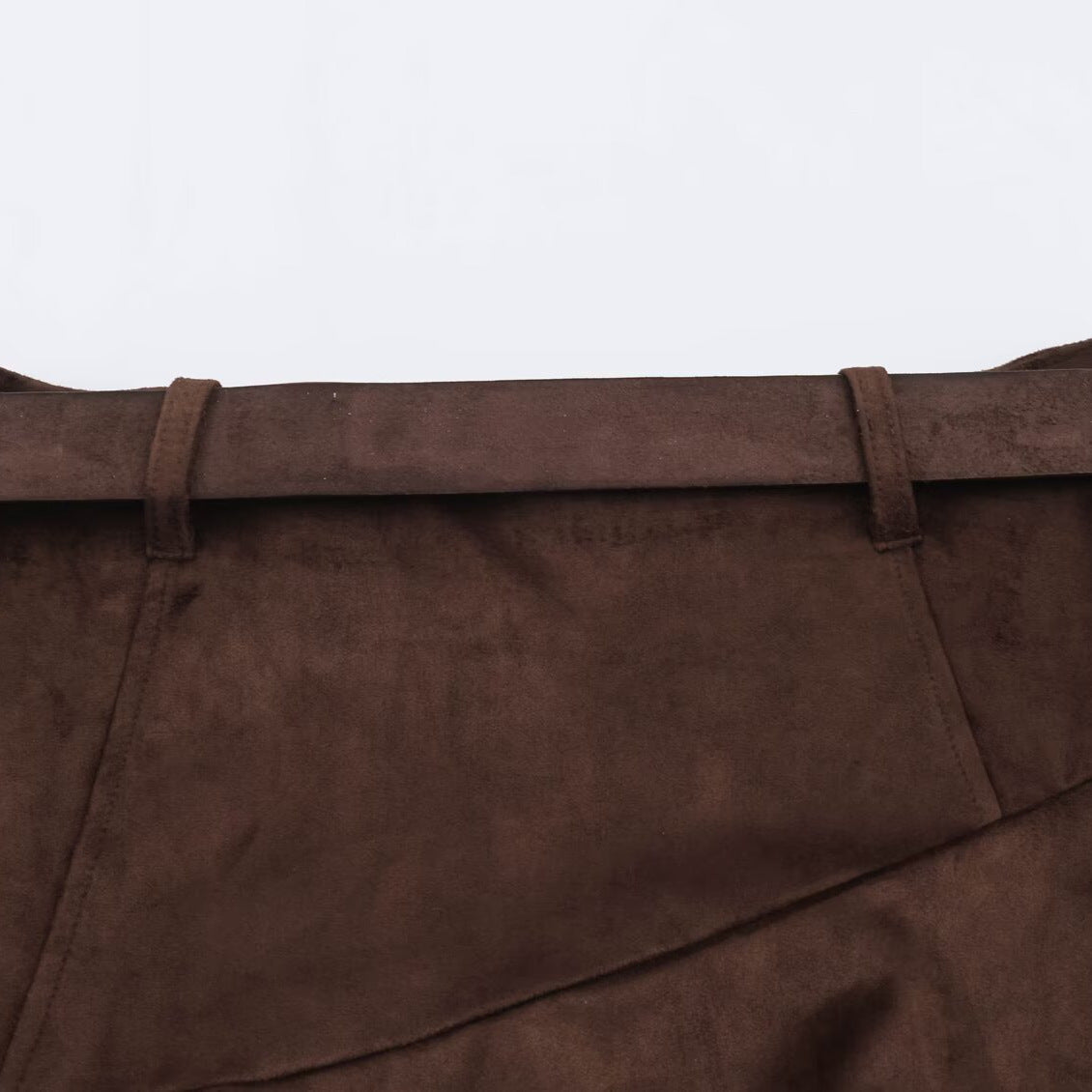 Women's Asymmetric Patchwork Wrap Skirt with Waist Belt and Layered Look Chichicherry