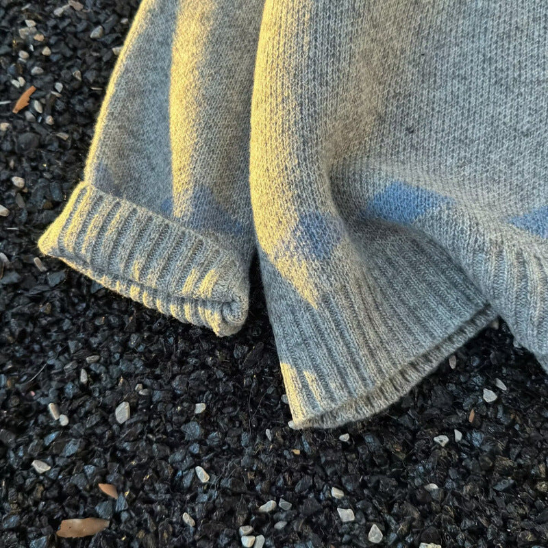 Unisex Grobgestrickte Norweger-Cardigan mit Rundhals, durchgehendem Reißverschluss und Jacquard‑Yoke Chichicherry