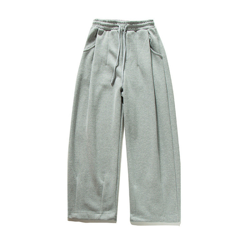 Unisex Wide Jogging Pants with Pleats, Elastic Drawstring and Side Pockets Chichicherry