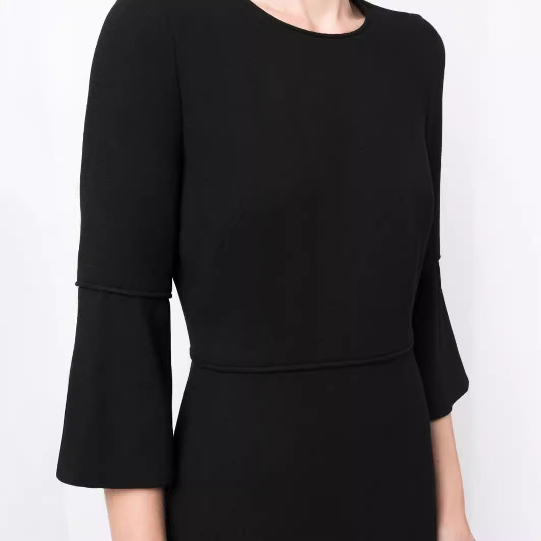 Women's midi dress with fitted silhouette and trumpet sleeves Chichicherry