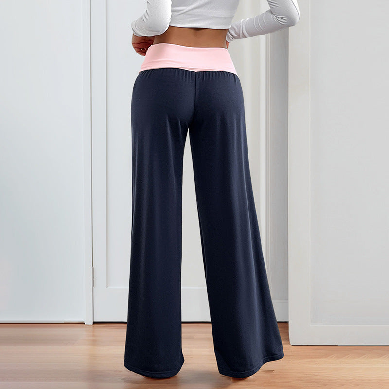 Women's Wide Palazzo Yoga Pants with Foldable Comfort Waistband Chichicherry