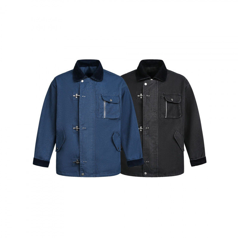 Men's utility jacket with toggle fastenings, cord collar, and multiple pockets Chichicherry