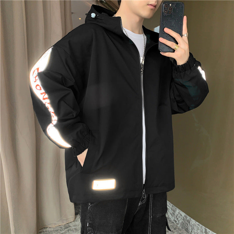 Men's Lightweight Hooded Jacket in Oversize Sports Style with Sleeve Zippers Chichicherry