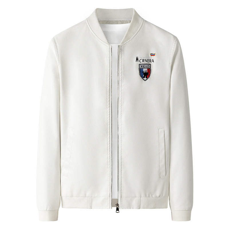 Men's lightweight bomber jacket in casual urban style with embroidered emblem and ribbed cuffs Chichicherry
