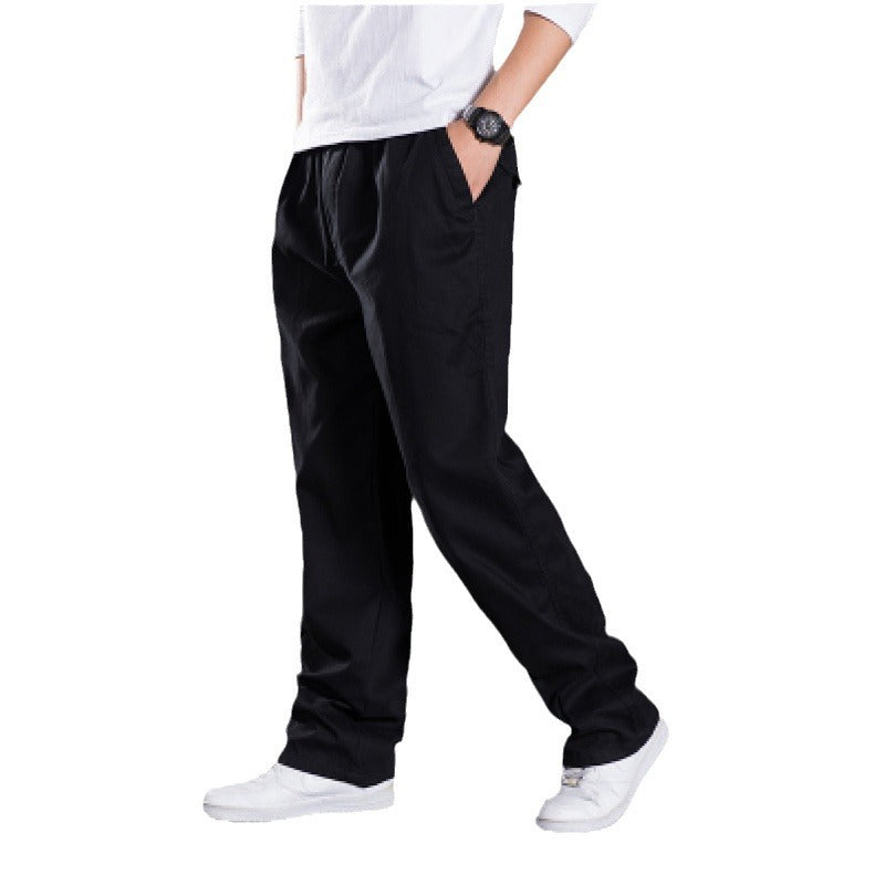 Men's Relaxed-Fit Casual Chino Pants with Elastic Drawstring, Pre-shaped Waistband, and Straight Leg Chichicherry