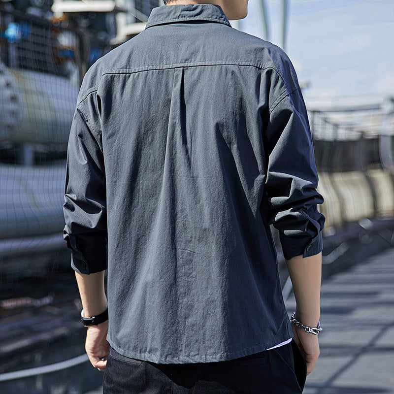 Men's overshirt field jacket with utility chest flaps and loose fit Chichicherry