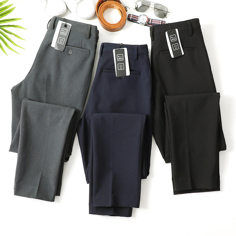 Men's Elegant Straight Cut Suit Trousers with Fold and Straight Leg Chichicherry