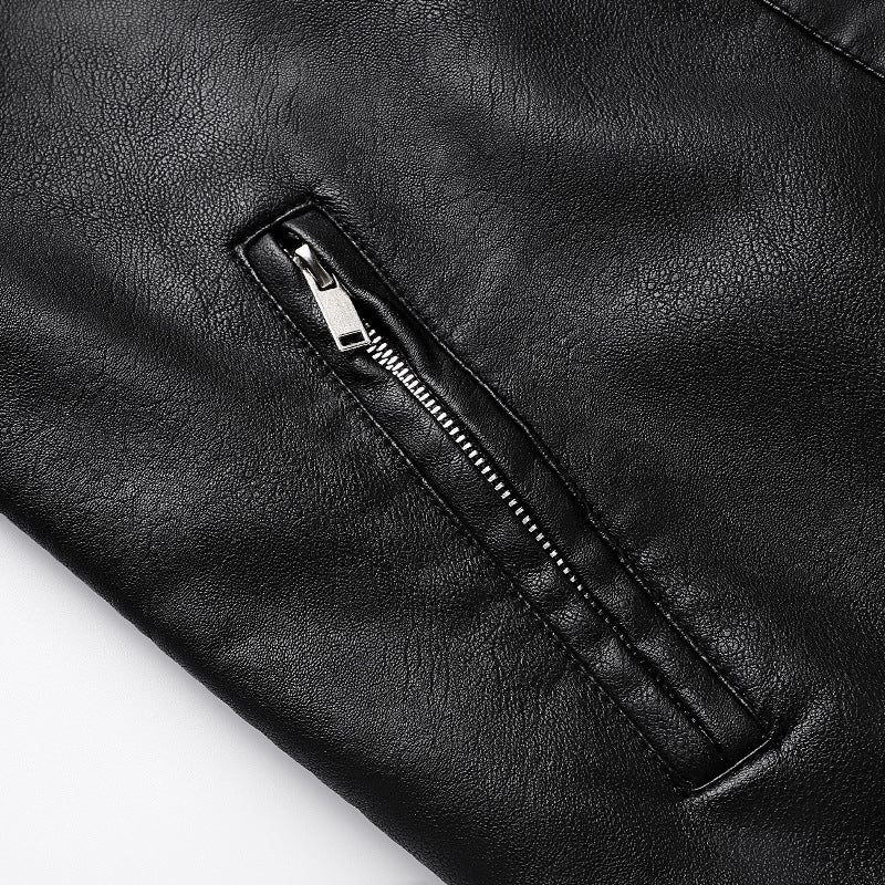 Men's faux leather bomber jacket with ribbed cuffs, stand-up collar and concealed zipper pockets Chichicherry