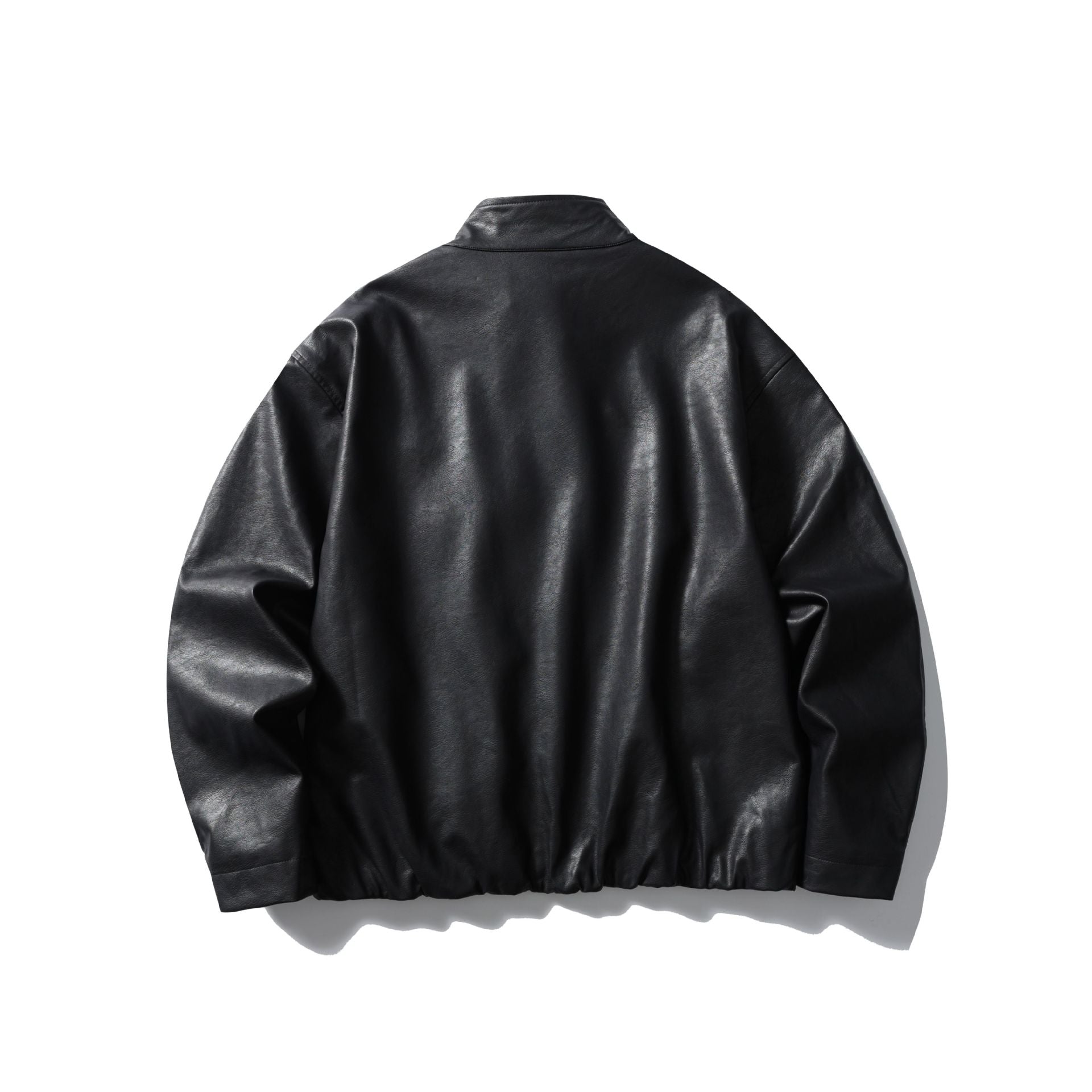 Men's leather pilot jacket with high stand-up collar and zip chest pocket Chichicherry